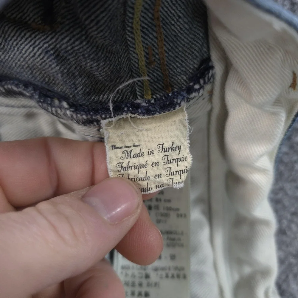 Levis‎ Made & Crafted Jeans Mens 33x29 Blue Ruler Straight Button Fly Big E Logo